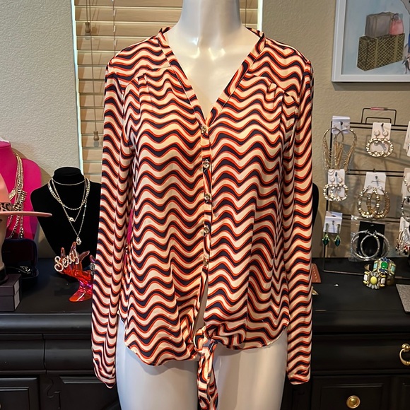 Vintage Chevron Print Blouse - Picture 1 of 4